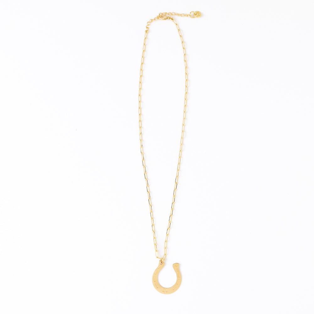 Madison Large Horseshoe Pendant Necklace Brass Wholesale