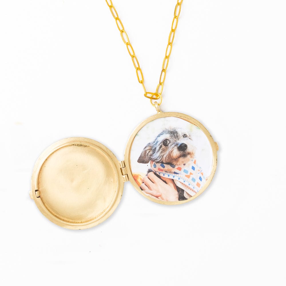 Virgina Locket Necklace On Paperclip Chain Brass Wholesale