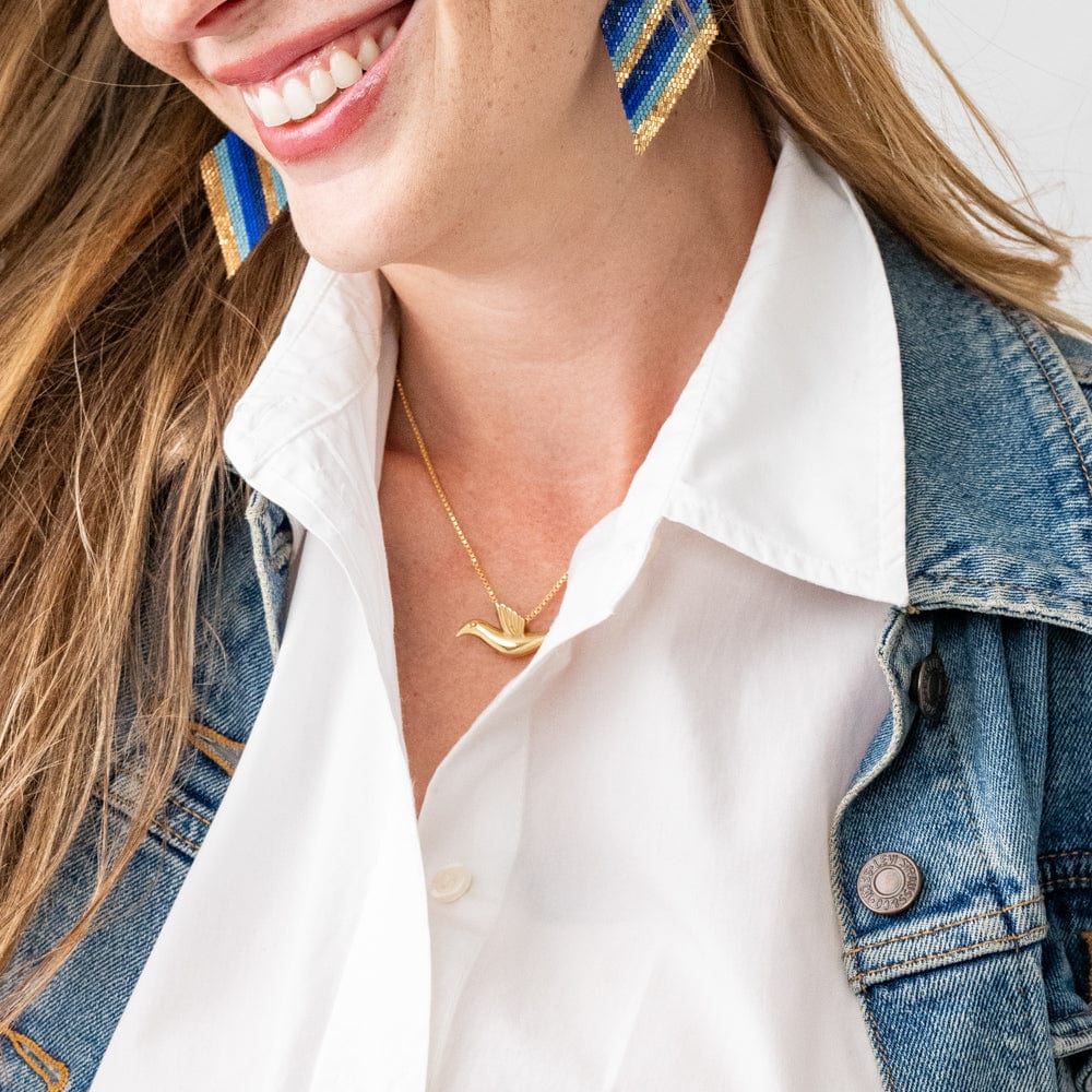 Wren Bird Pendant Necklace Brass Wholesale