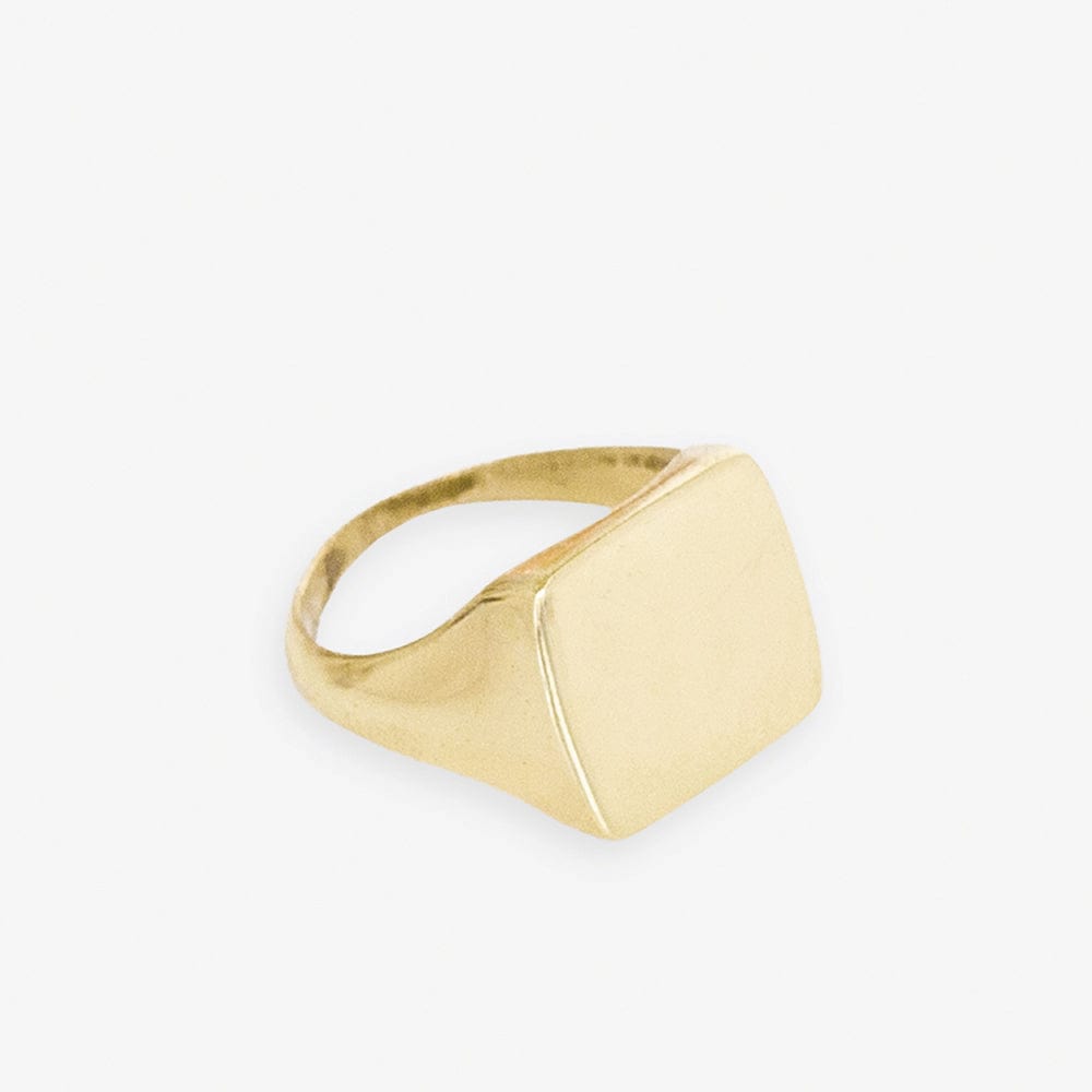 Poppy Brass Flat Square Signet Ring 18k Gold Size 7 Wholesale