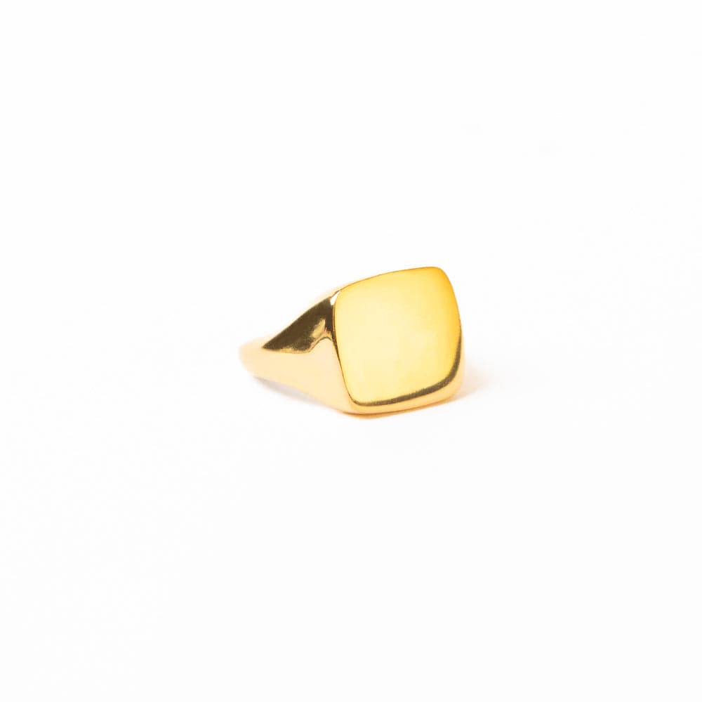 Poppy Brass Flat Square Signet Ring 18k Gold Size 7 Wholesale