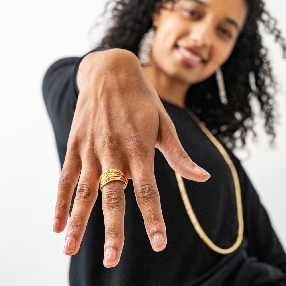 Morgan Brass Multi-Layer Organic Textured Ring 18k Size 7 Wholesale