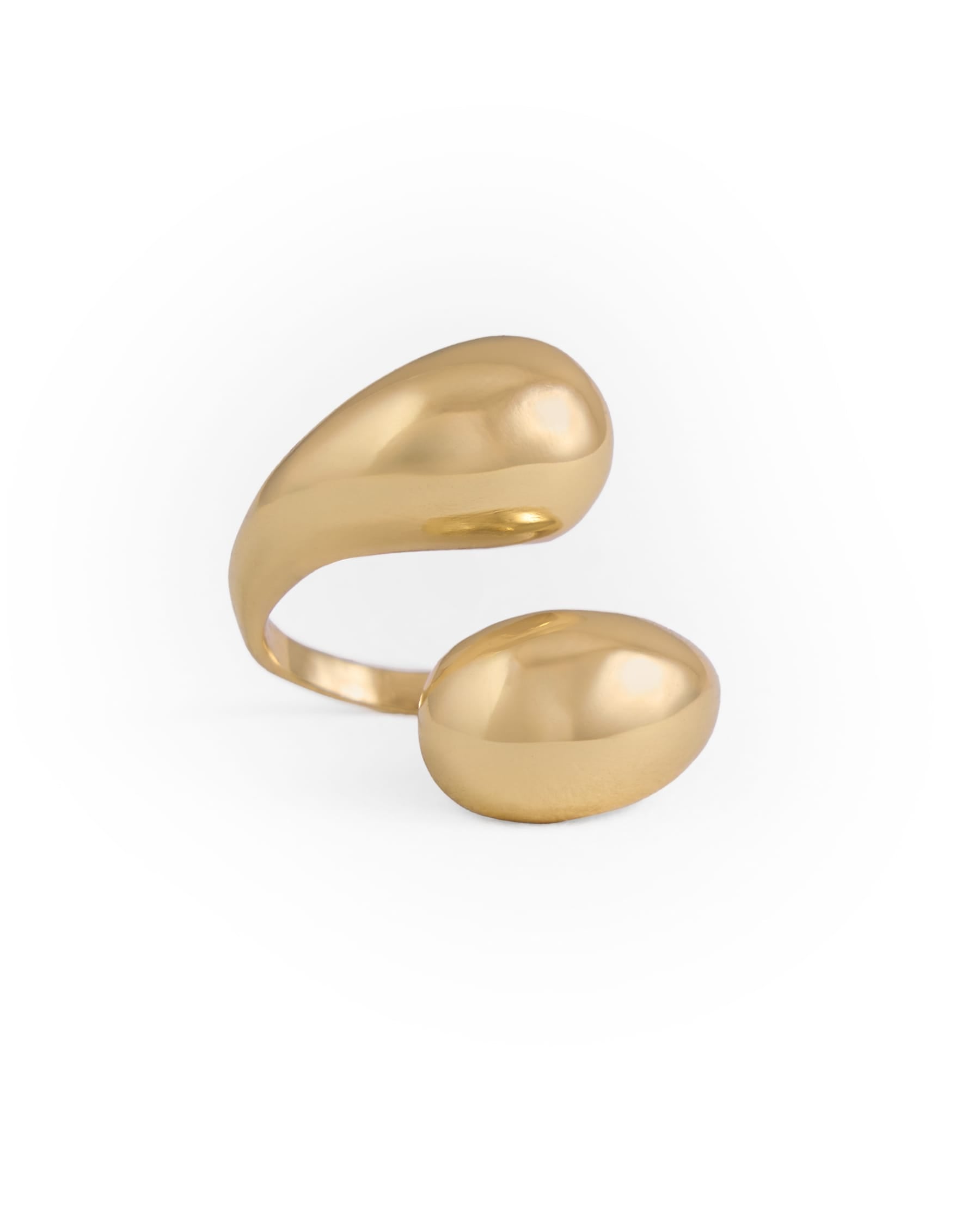Halle Open Wrap Double Orb Adjustable Ring Brass