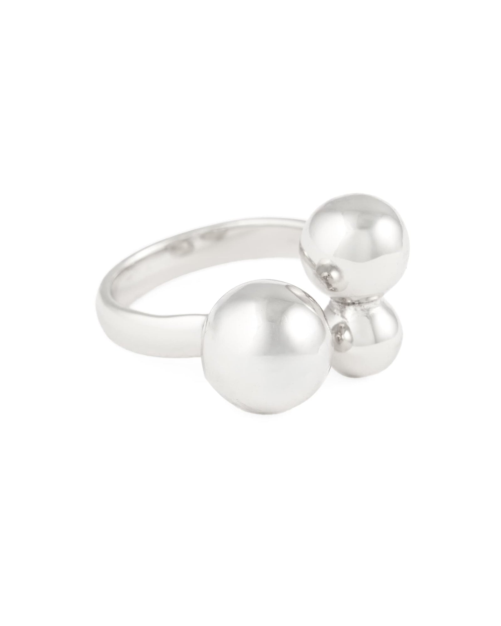 Jane Open Wrap Triple Bubble Adjustable Ring Silver
