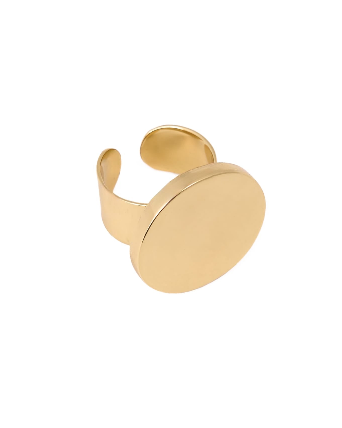 Cleo Large Round Flat Adjustable Ring Brass