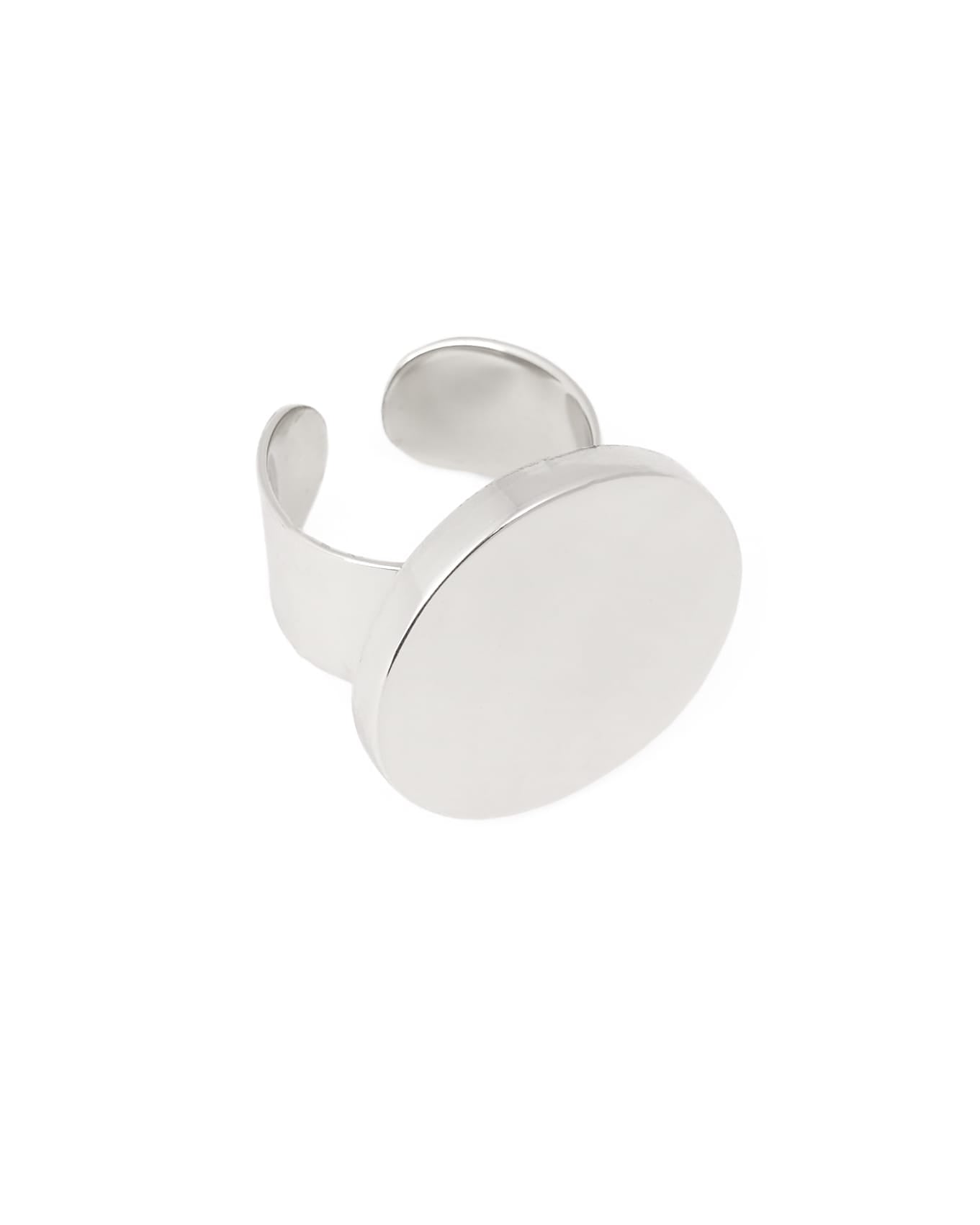 Cleo Large Round Flat Adjustable Ring Silver