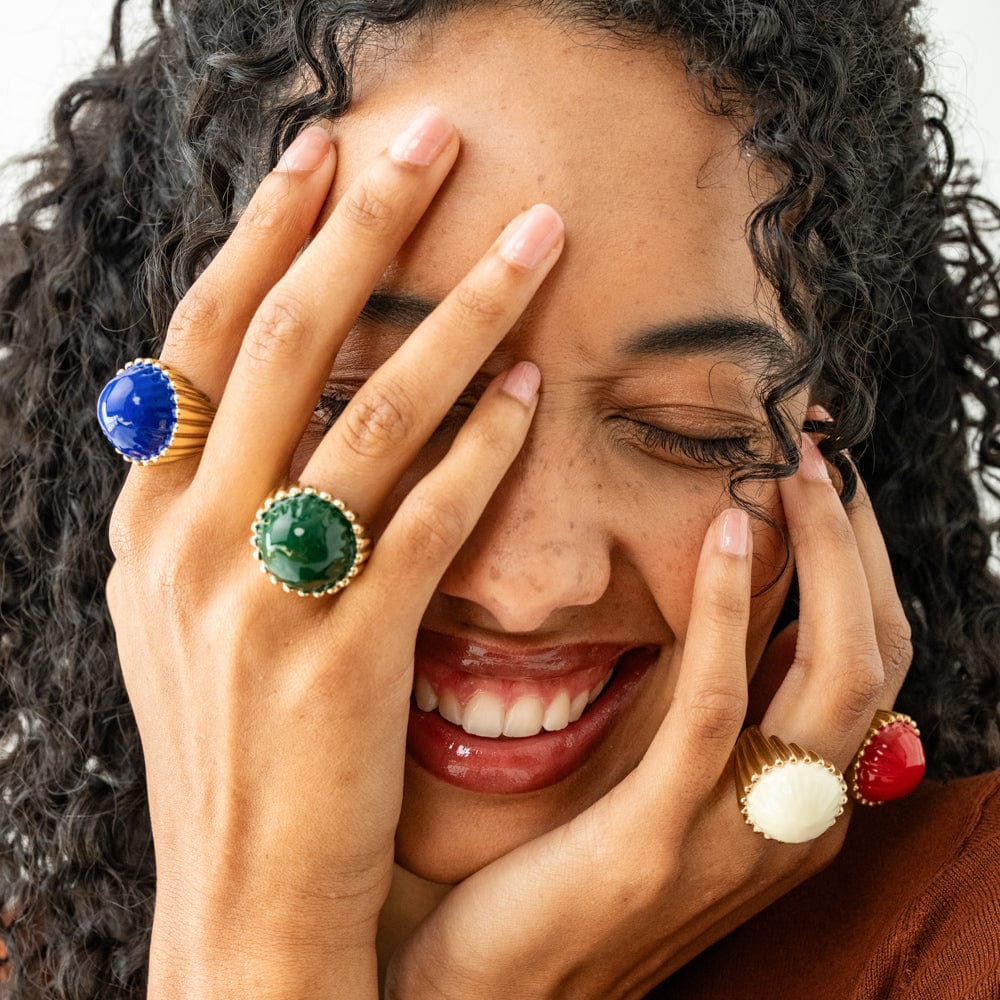 Isabella Enamel Cocktail Ring Blue - Adjustable Size Wholesale