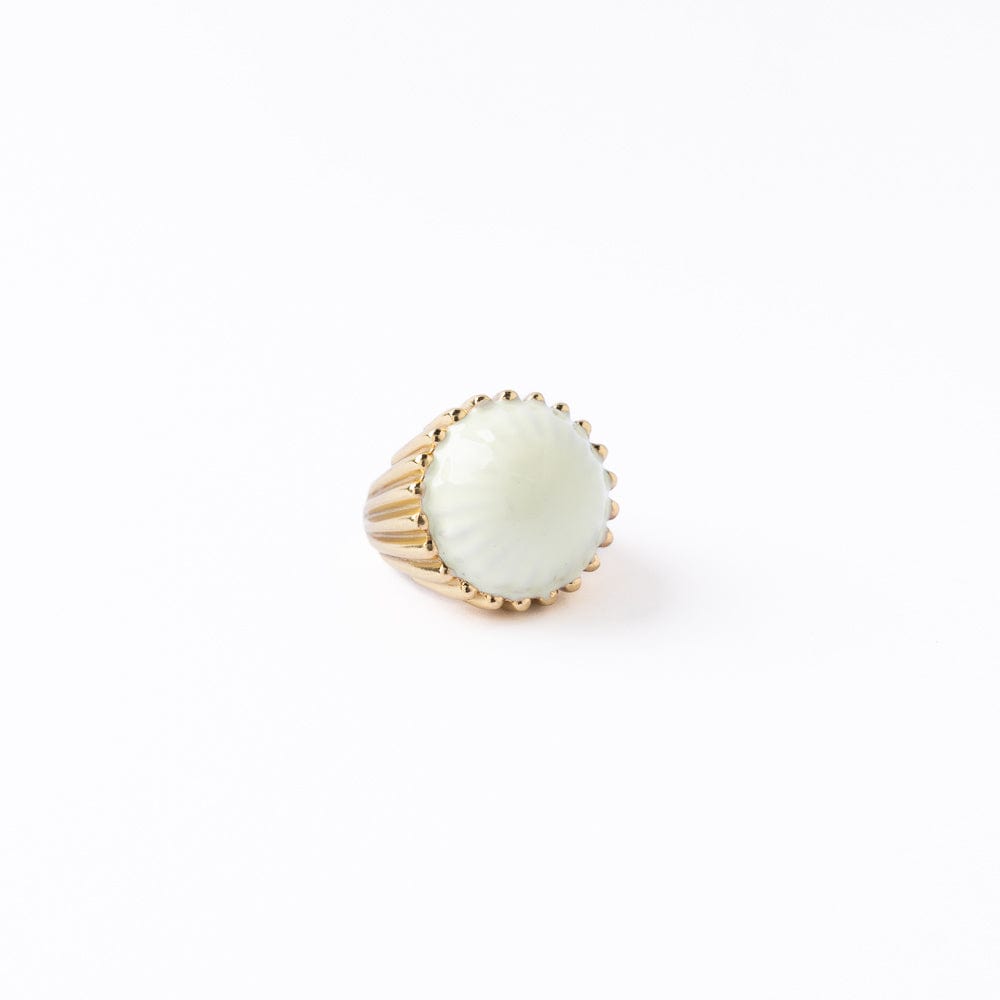 Isabella Enamel Cocktail Ring Ivory - Adjustable Size Wholesale