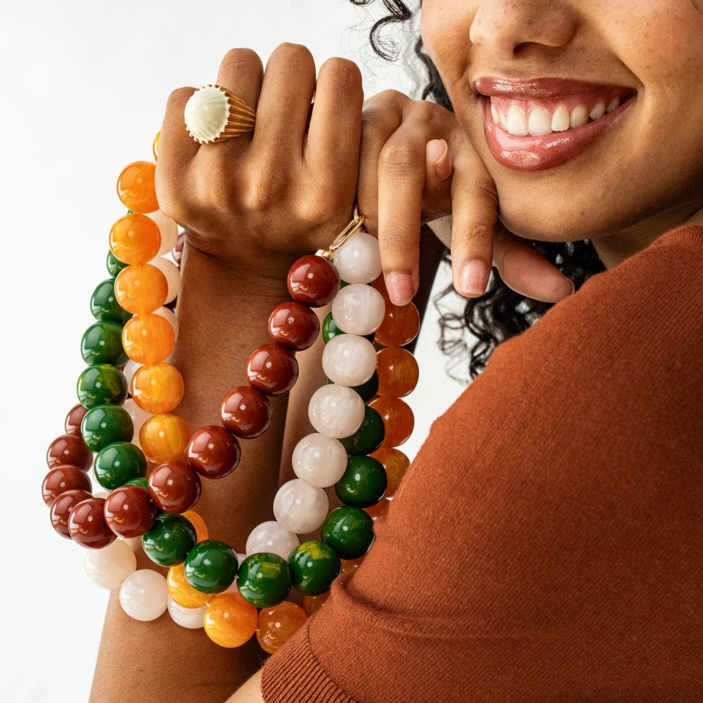 Isabella Enamel Cocktail Ring Ivory - Adjustable Size Wholesale