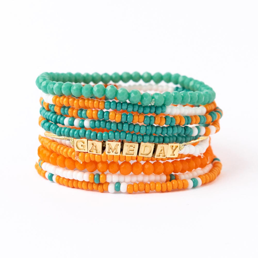 Game Day 11-Strand Bracelet Set Aqua + Orange
