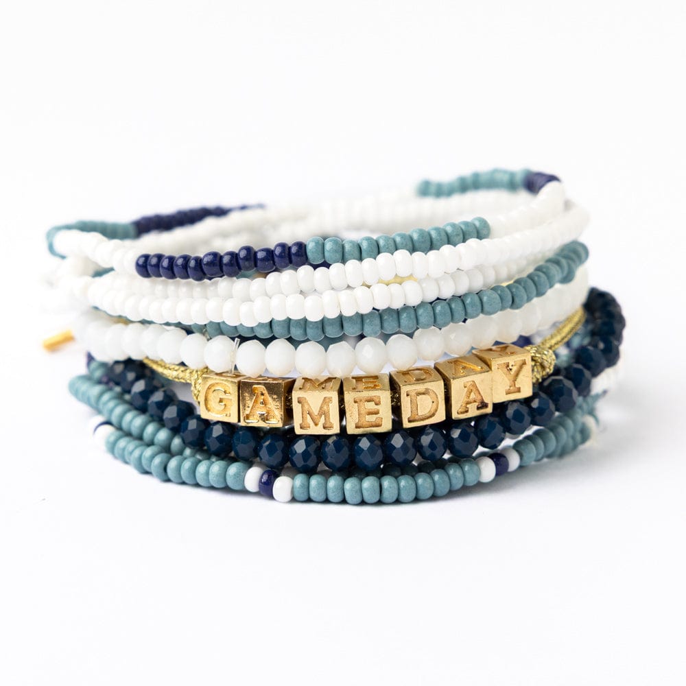 Bracelet Stack Game Day Light Blue + White + Navy Wholesale