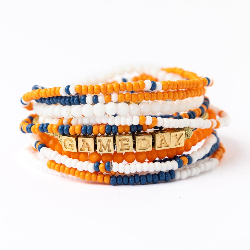 Bracelet Stack Game Day  Blue + Orange + White Wholesale
