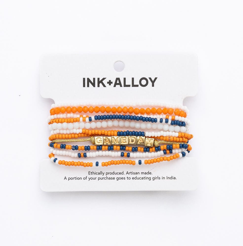 Bracelet Stack Game Day  Blue + Orange + White Wholesale