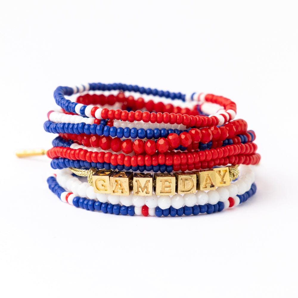Bracelet Stack Game Day  Red + White + Blue Wholesale
