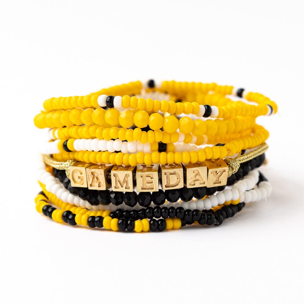 Game Day 11-Strand Bracelet Set Black + Yellow