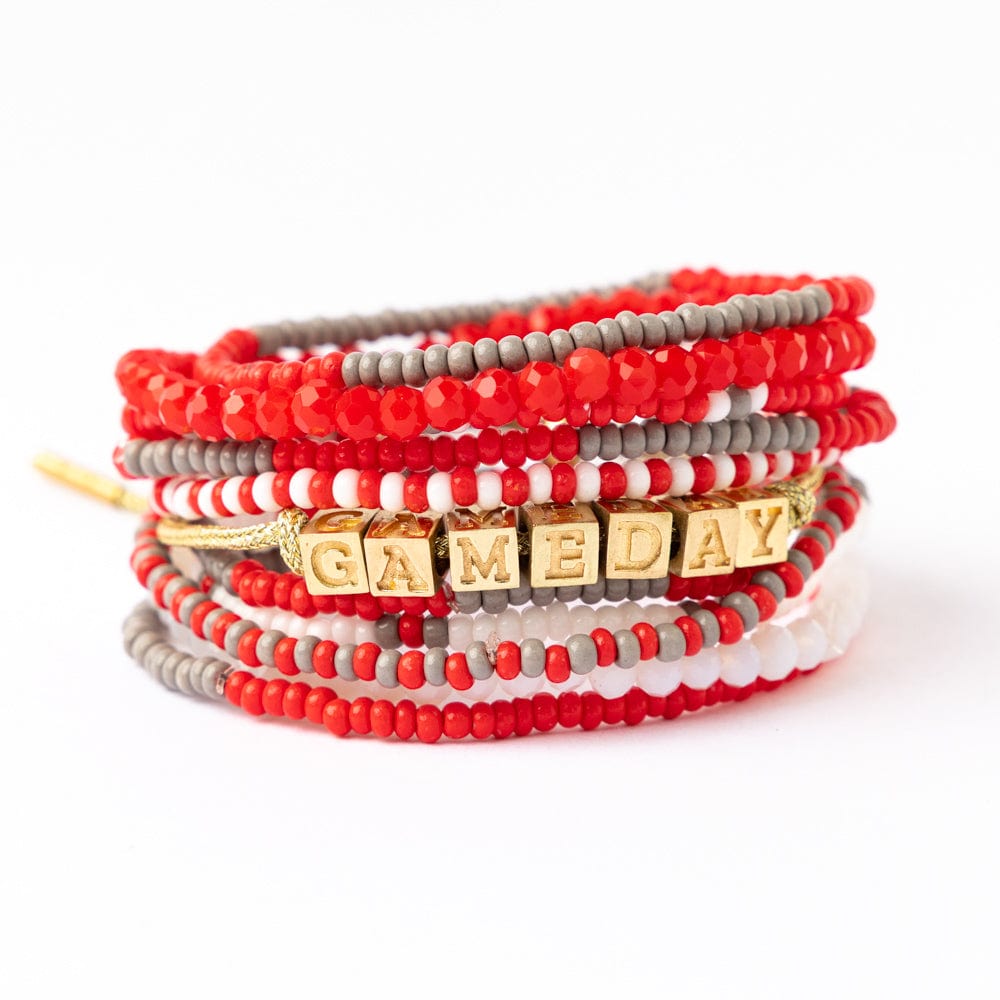 Game Day 11-Strand Bracelet Set Scarlet + Gray Wholesale