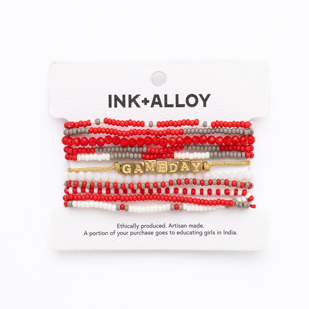 Game Day 11-Strand Bracelet Set Scarlet + Gray Wholesale