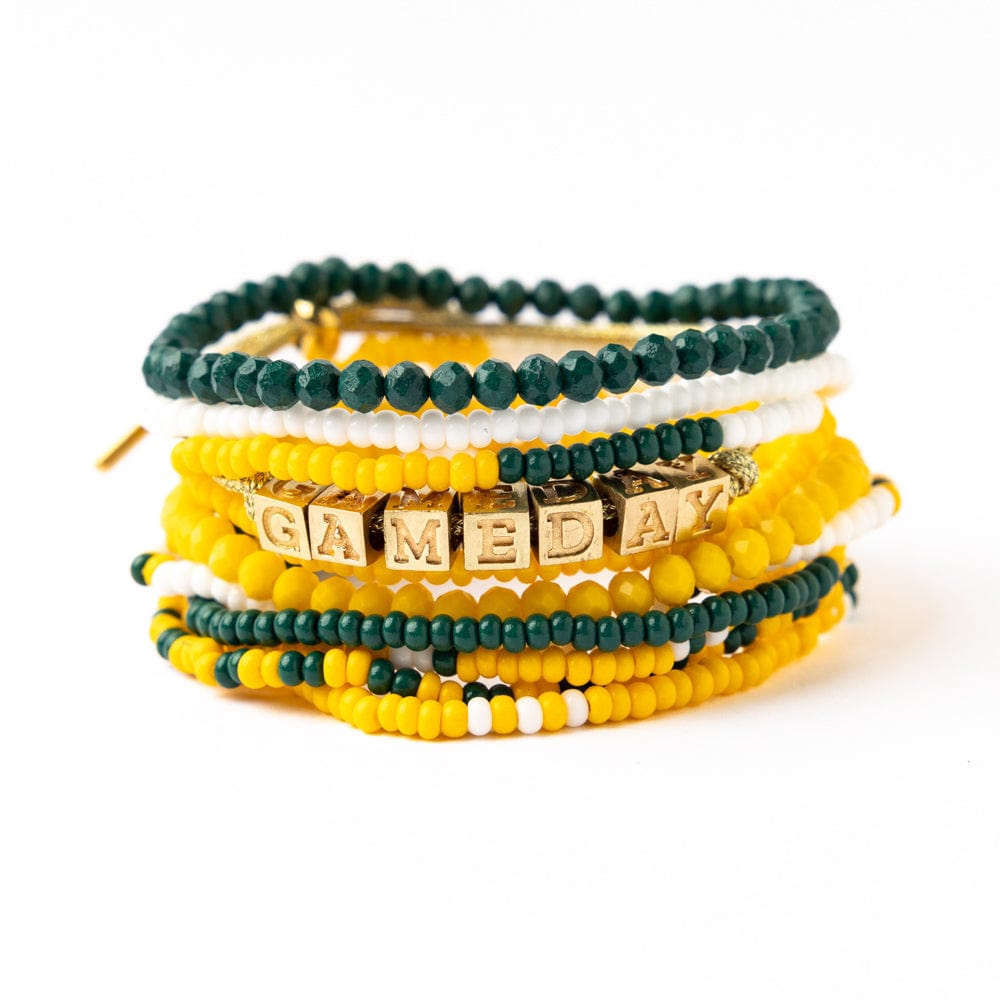 Bracelet Stack Game Day Green + Yellow + White  Wholesale