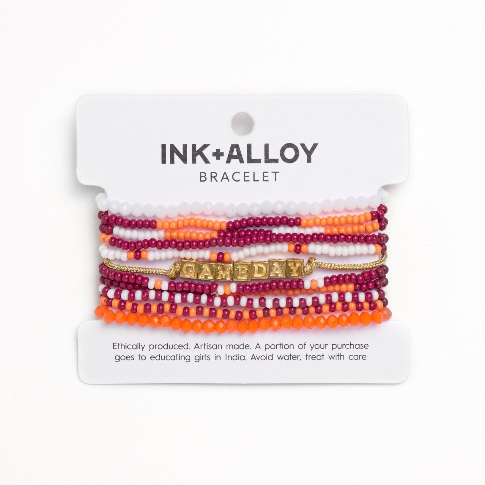 Game Day 11-Strand Bracelet Set Maroon + Orange Wholesale