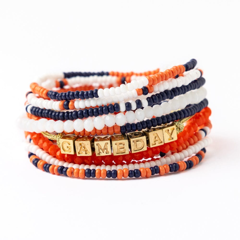 Bracelet Stack Game Day Navy + Orange + White Wholesale