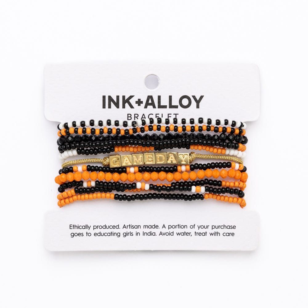 Game Day 11-Strand Bracelet Set Orange + Black Wholesale