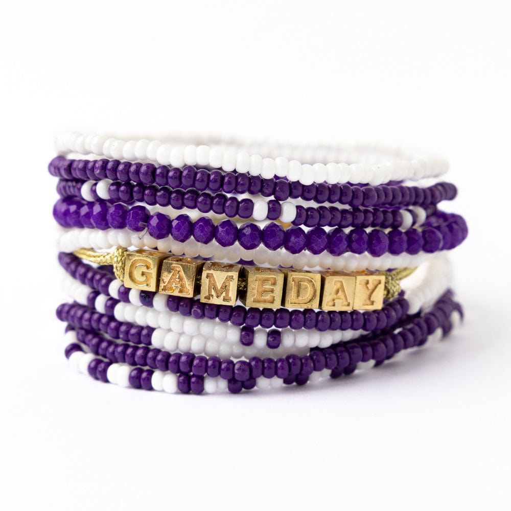Bracelet Stack Game Day Purple + White Wholesale
