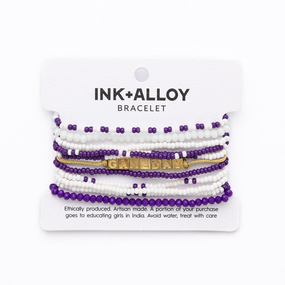 Bracelet Stack Game Day Purple + White Wholesale