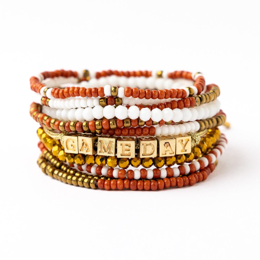 Game Day 11-Strand Bracelet Set Burnt Orange Wholesale