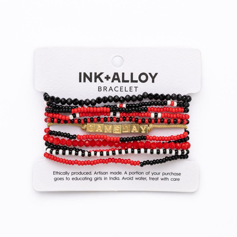 Game Day 11-Strand Bracelet Set Red + Black Wholesale
