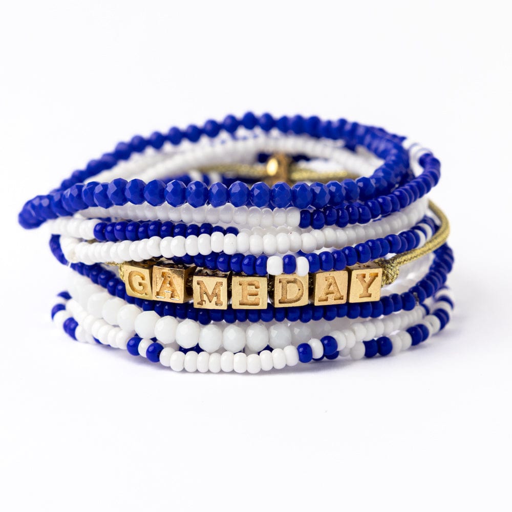 Bracelet Stack Game Day Royal Blue + White Wholesale