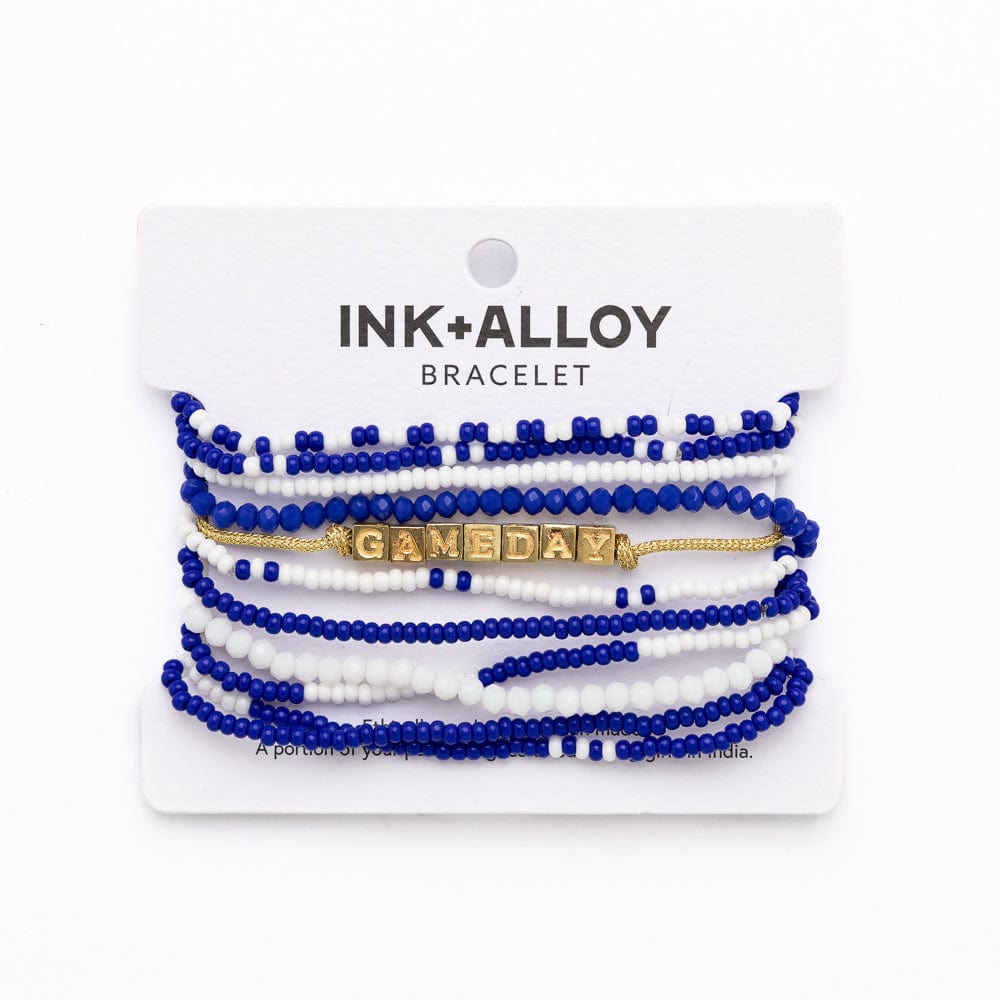 Bracelet Stack Game Day Royal Blue + White Wholesale