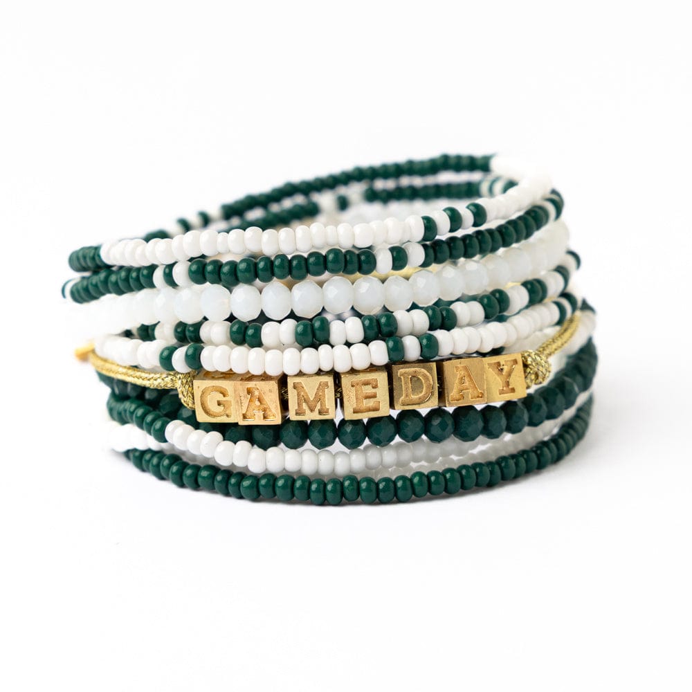 Bracelet Stack Game Day White + Green Wholesale