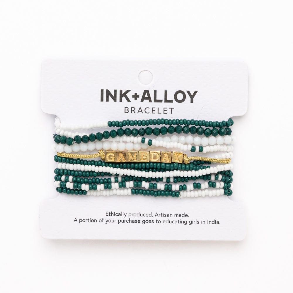 Bracelet Stack Game Day White + Green Wholesale