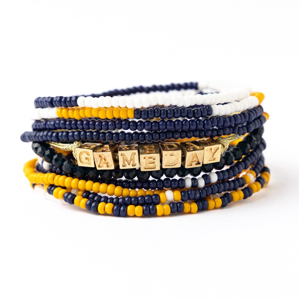 Bracelet Stack Game Day Navy + Yellow + White Wholesale