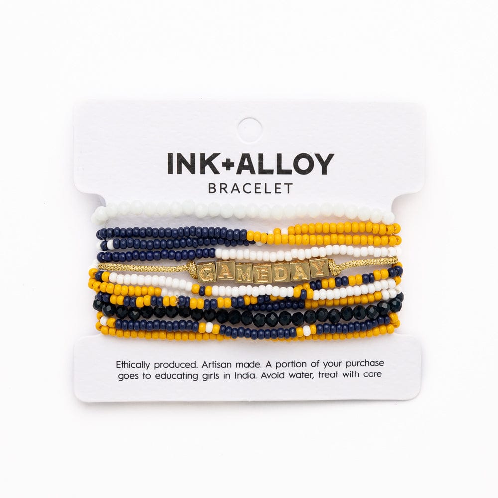 Bracelet Stack Game Day Navy + Yellow + White Wholesale
