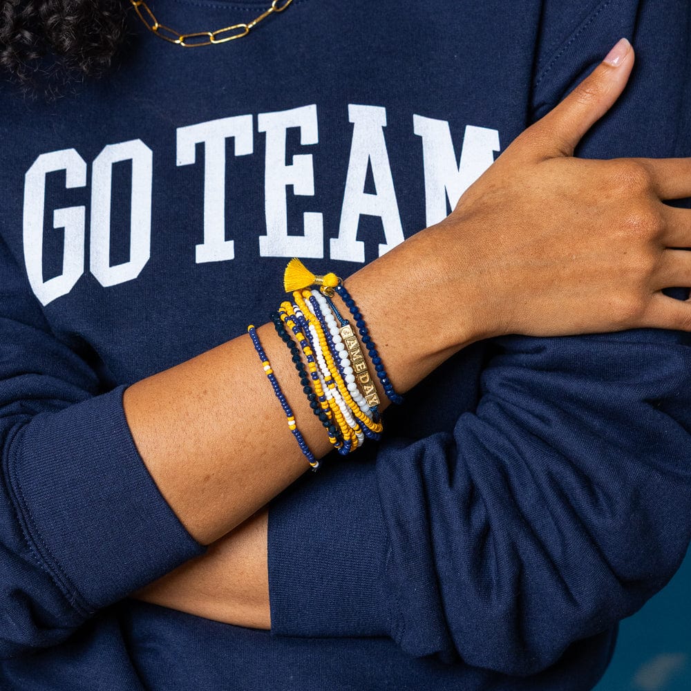 Bracelet Stack Game Day Navy + Yellow + White Wholesale