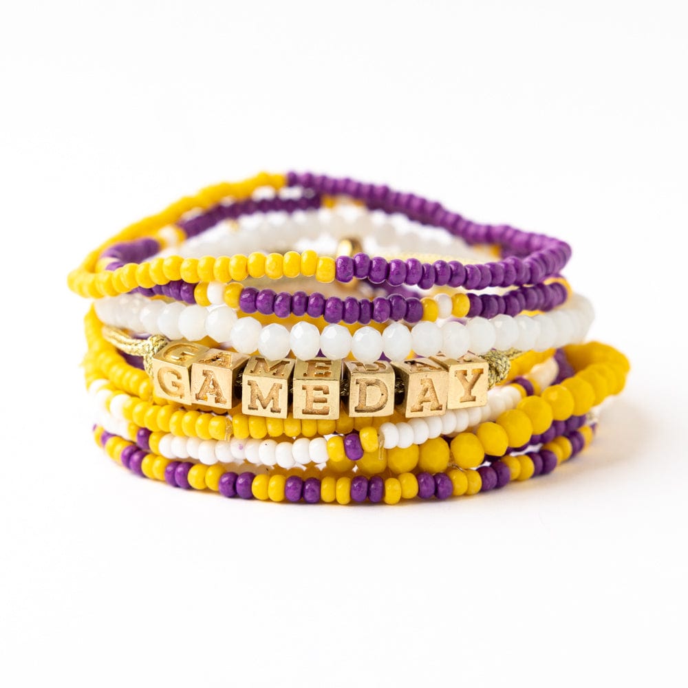 Bracelet Stack Game Day Purple + Gold Wholesale
