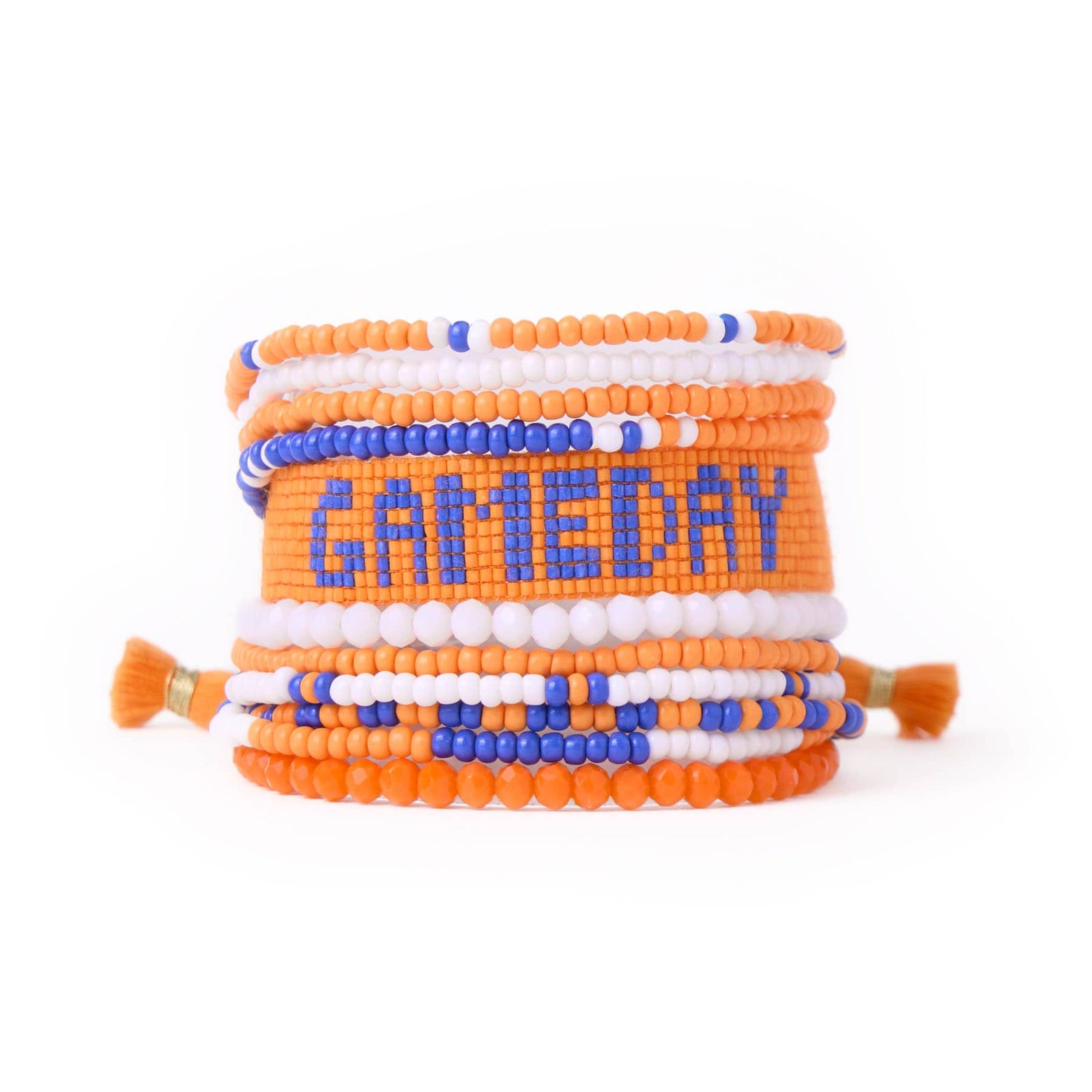 Game Day Sage 10 Strand + Gabby Stack Blue, Orange, + White Wholesale