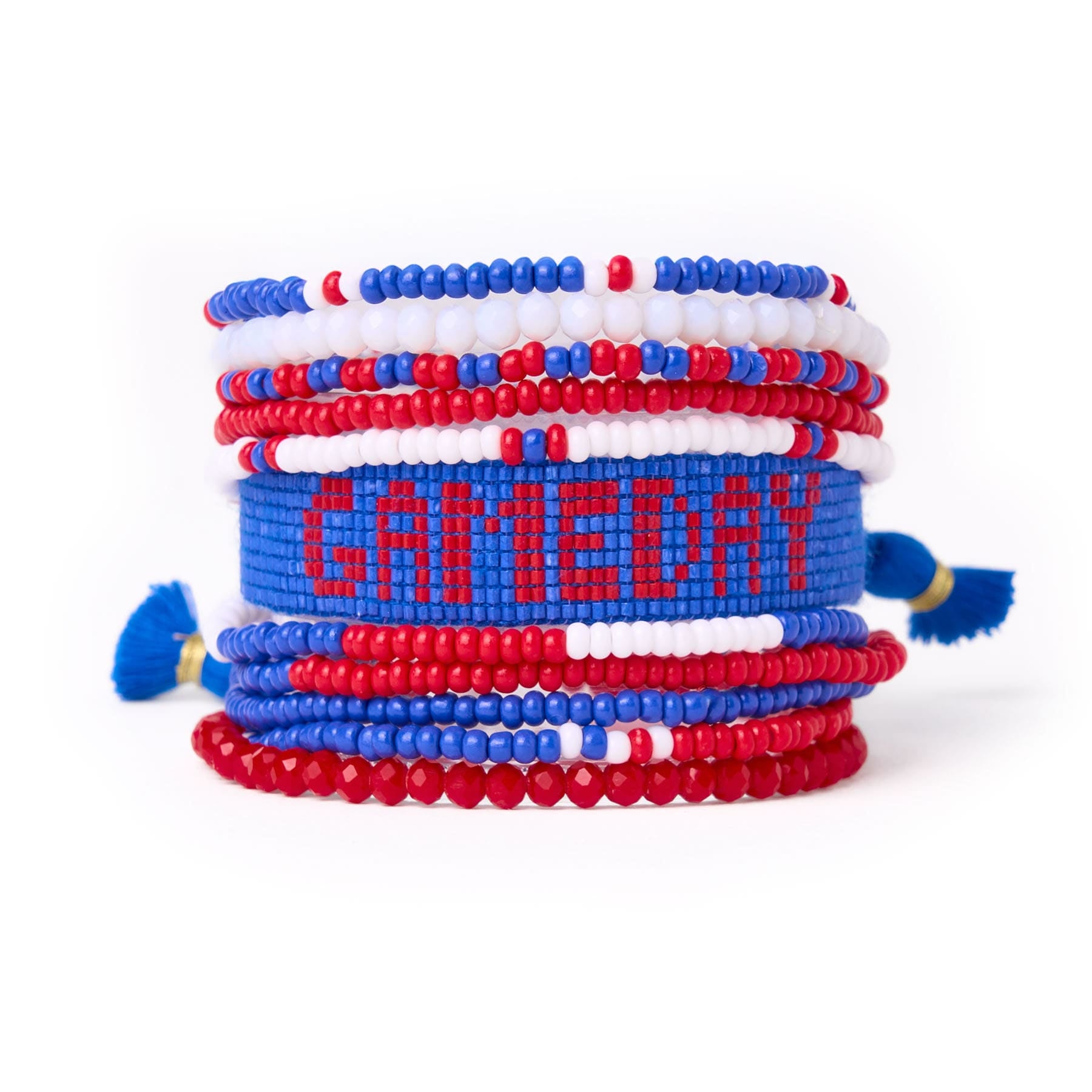 Game Day Sage 10 Strand + Gabby Stack Red, Blue, + White Wholesale