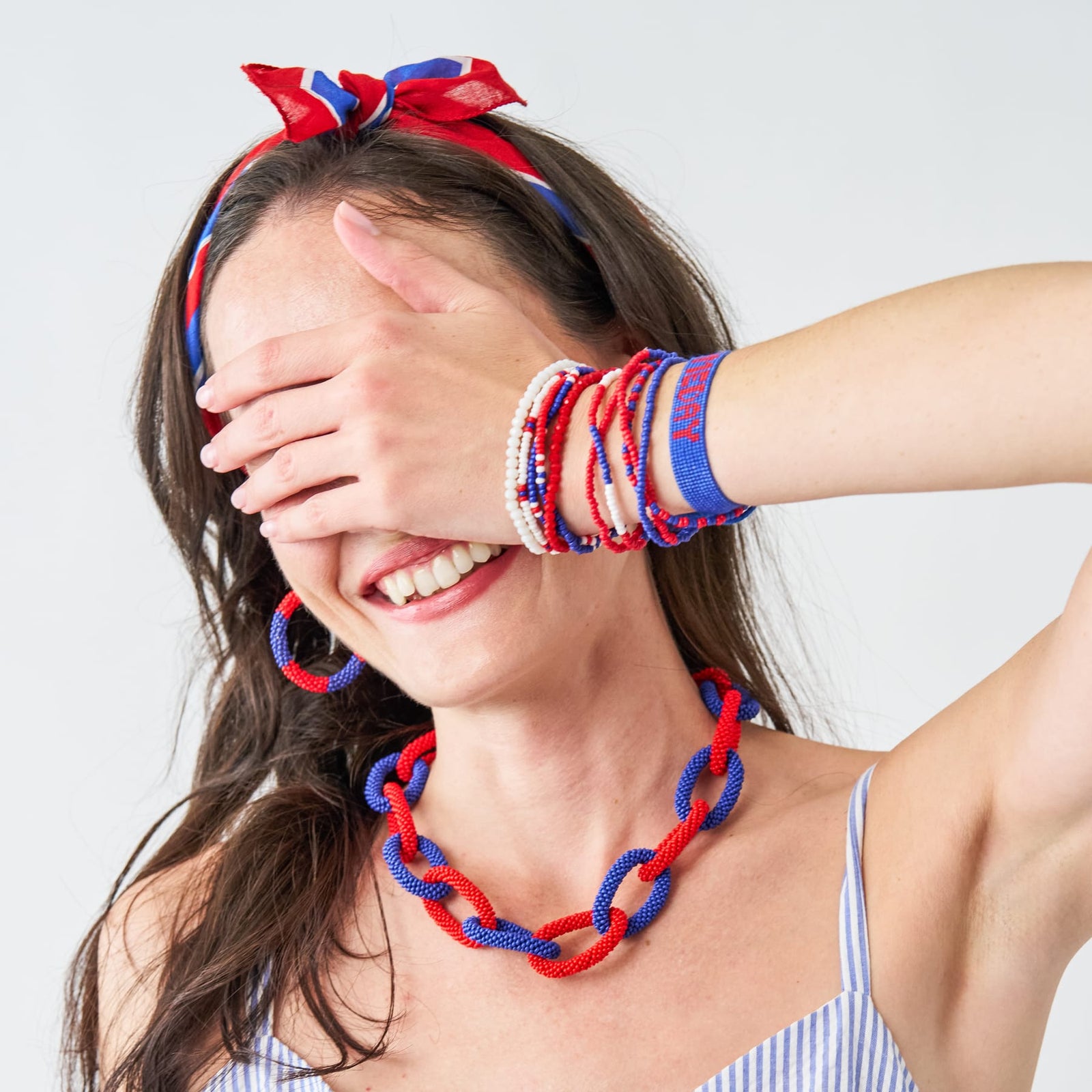 Game Day Sage 10 Strand + Gabby Stack Red, Blue, + White Wholesale