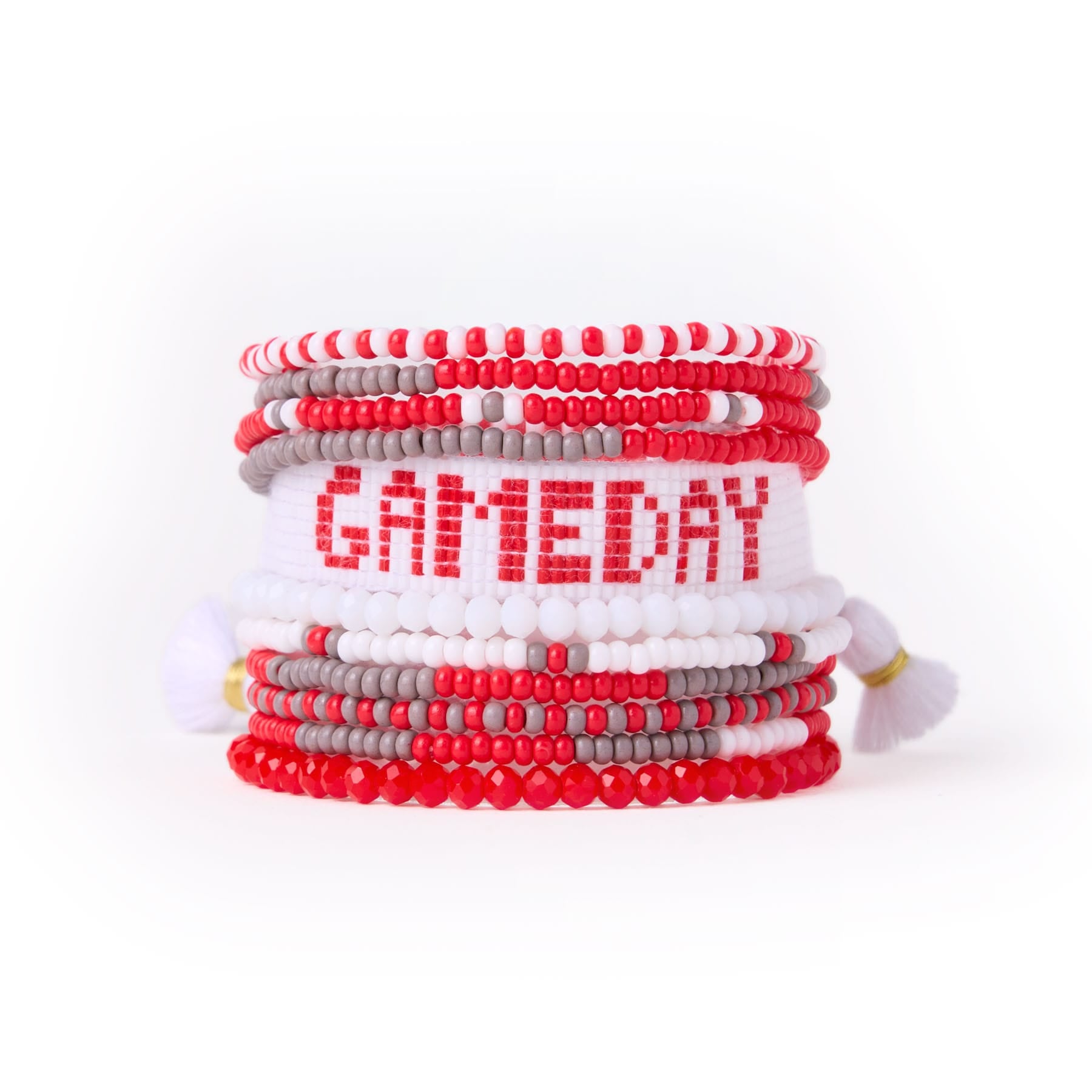Game Day Sage 10 Strand + Gabby Stack Red, Grey, + White Wholesale