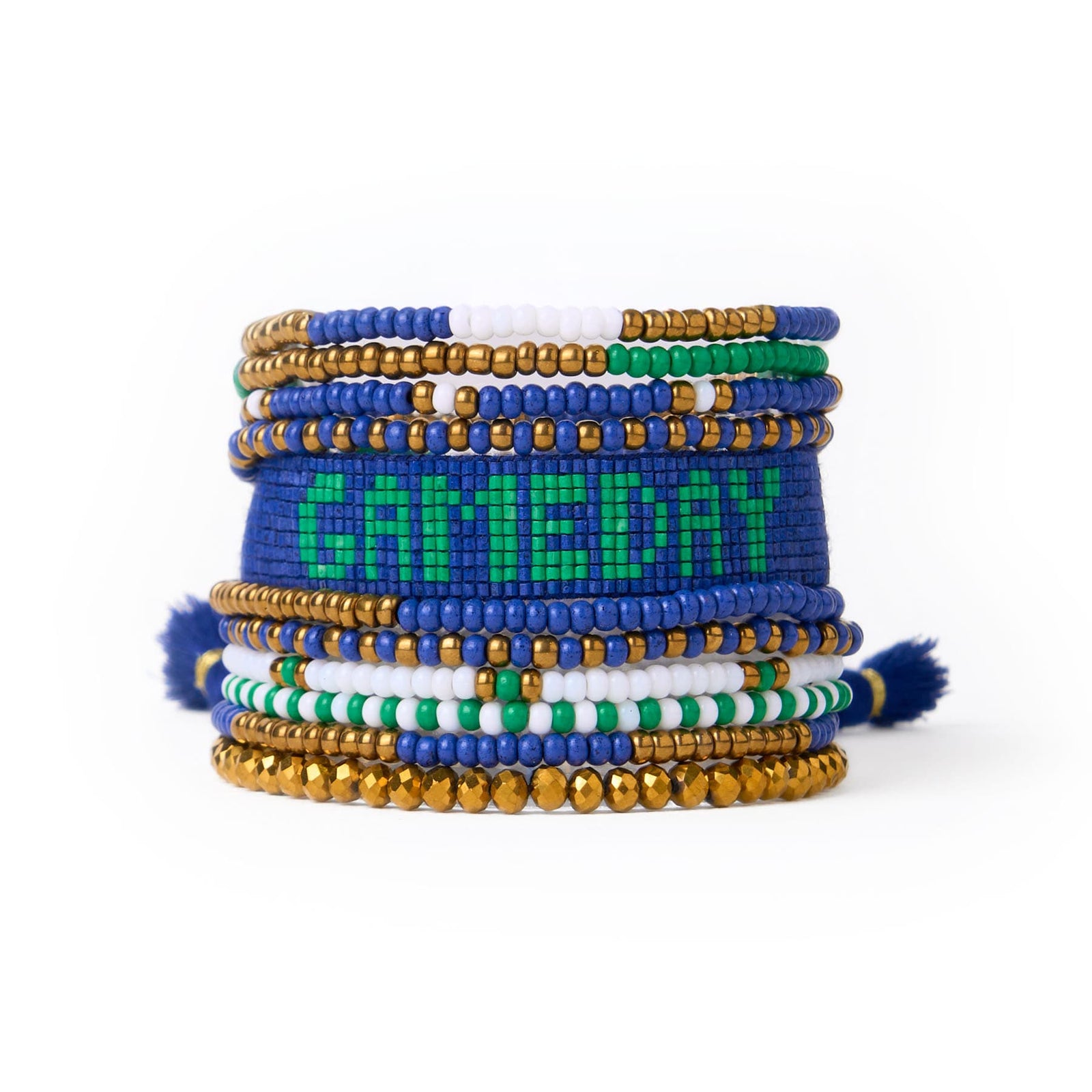 Game Day Sage 10 Strand + Gabby Stack Blue, Green, + Gold Wholesale