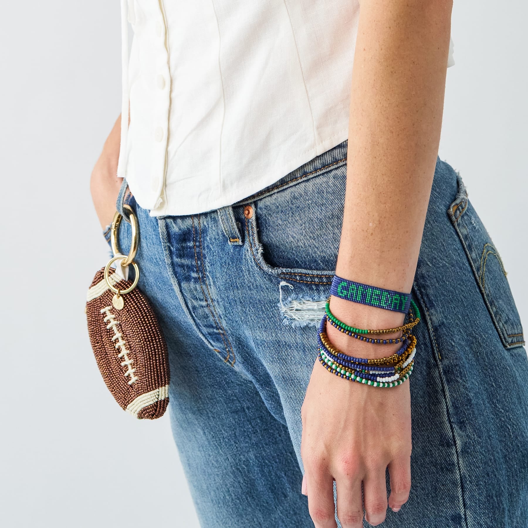 Game Day Sage 10 Strand + Gabby Stack Blue, Green, + Gold Wholesale