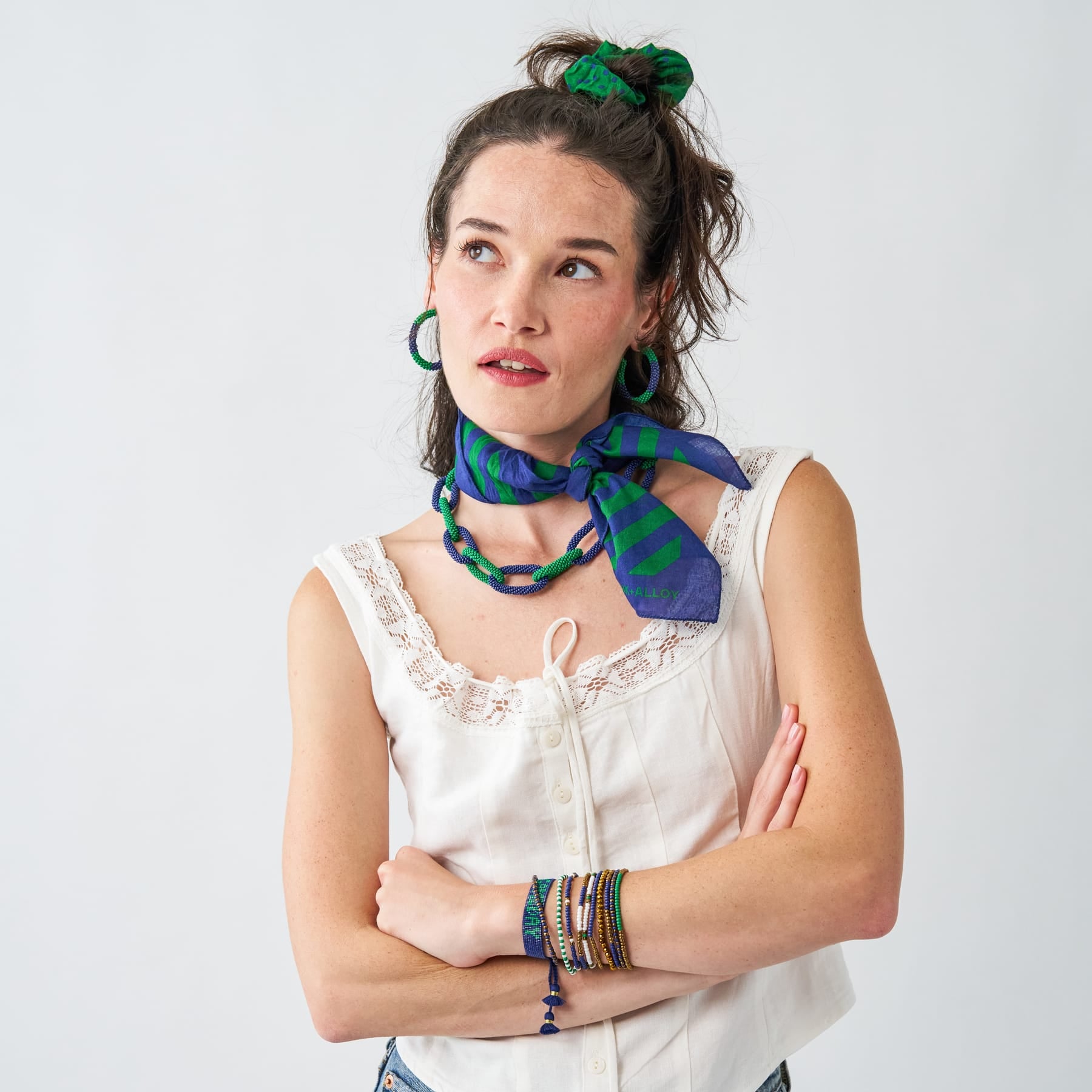 Game Day Sage 10 Strand + Gabby Stack Blue, Green, + Gold Wholesale