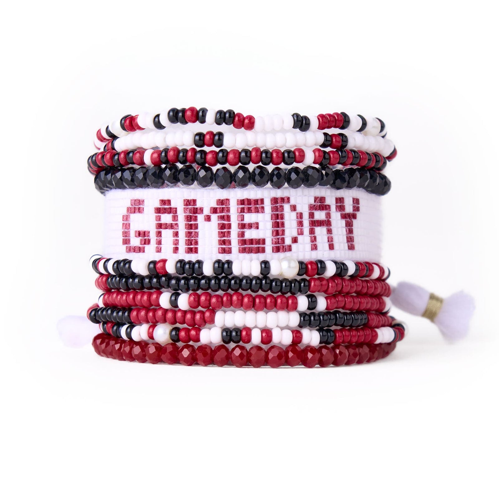 Game Day Sage 10 Strand + Gabby Stack Dark Red, Black, + White Wholesale