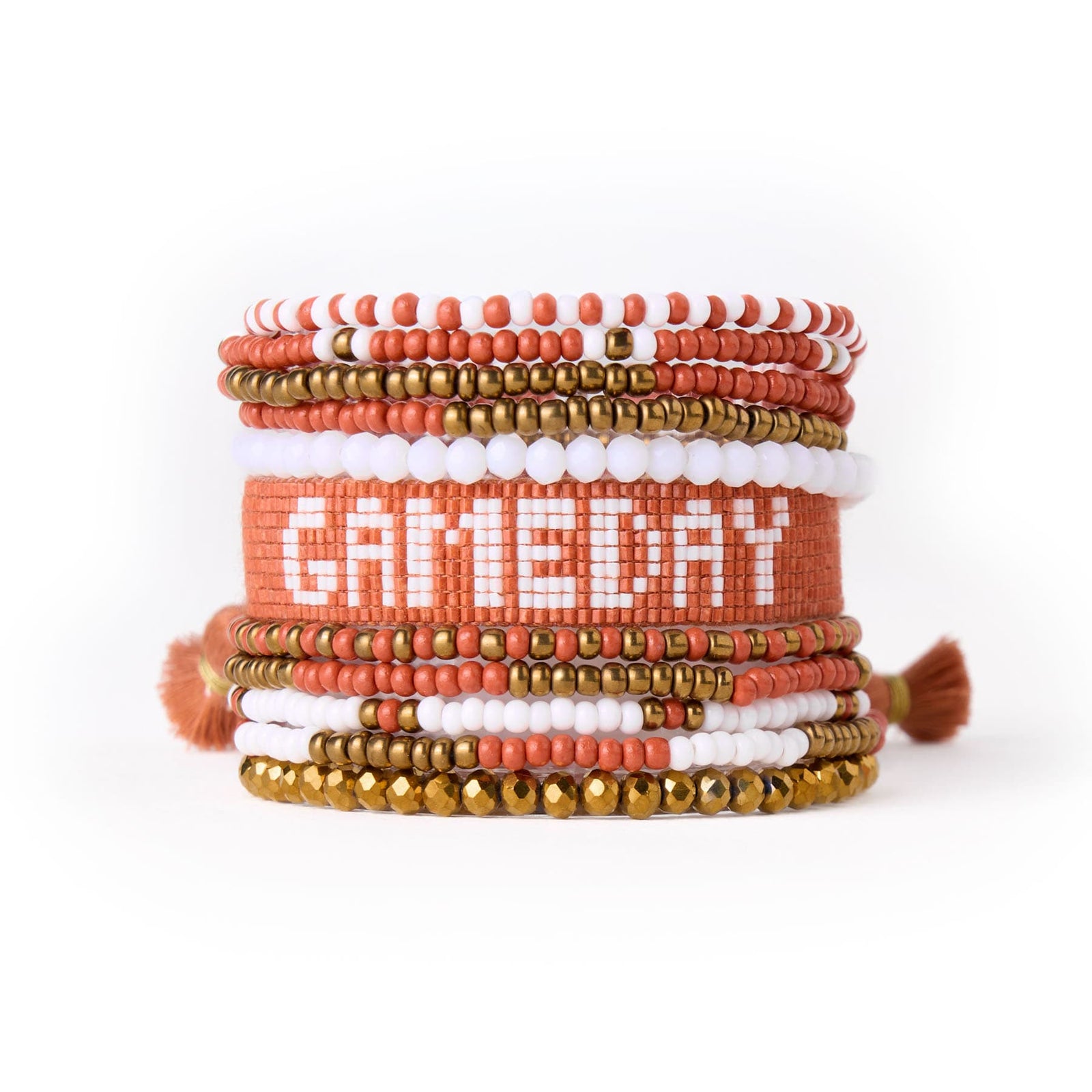 Game Day Sage 10 Strand + Gabby Stack Burnt Orange, Gold, + White Wholesale