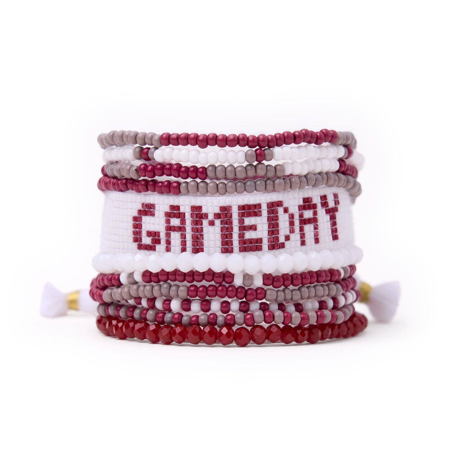 Game Day Sage 10 Strand + Gabby Stack Maroon, Grey, + White Wholesale