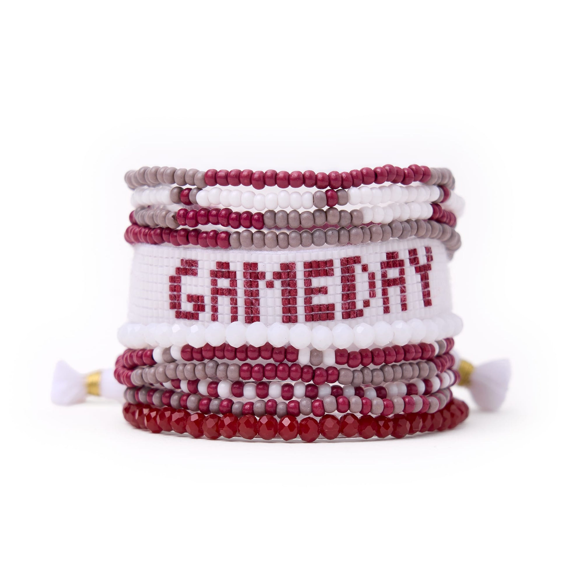 Game Day Sage 10 Strand + Gabby Stack Maroon, Grey, + White Wholesale