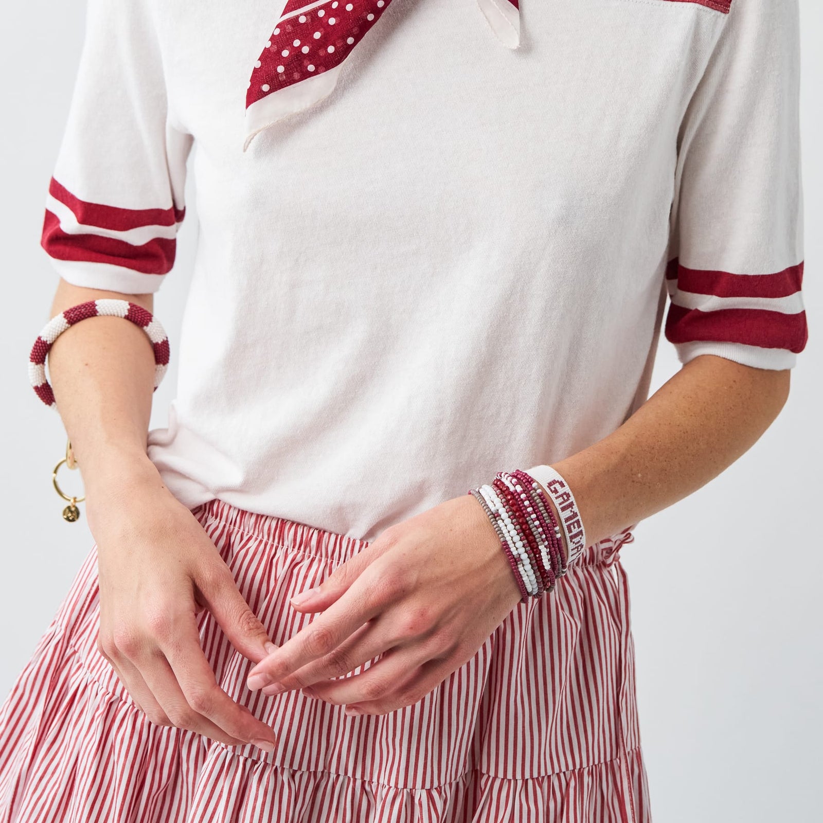 Game Day Sage 10 Strand + Gabby Stack Maroon, Grey, + White Wholesale