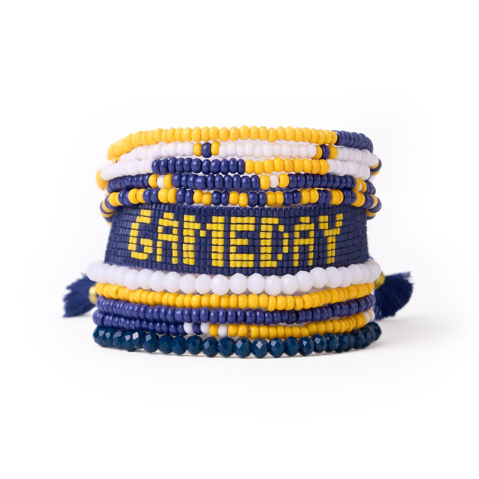 Game Day Sage 10 Strand + Gabby Stack Yellow, Navy, + White Wholesale